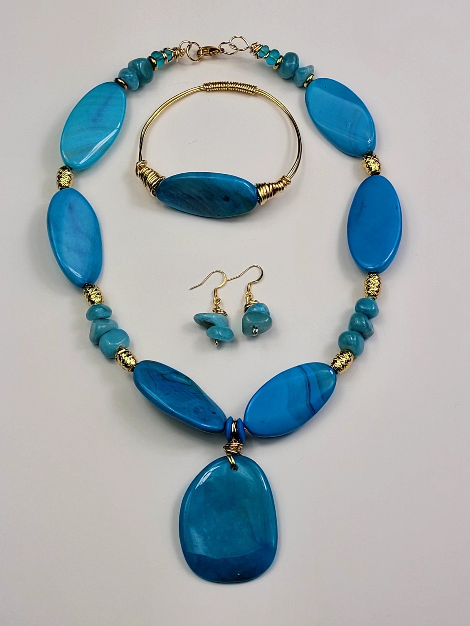 Teal turquoise slab necklace